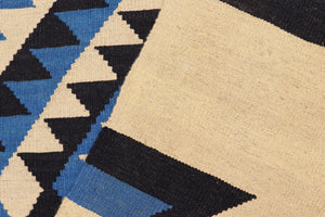 handmade Modern Kilim Beige Blue Hand-Woven RECTANGLE 100% WOOL area rug 6x9