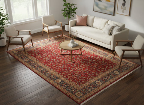 handmade Transitional Regular Red Blue Hand Knotted RECTANGLE 100% WOOL area rug 10x14
