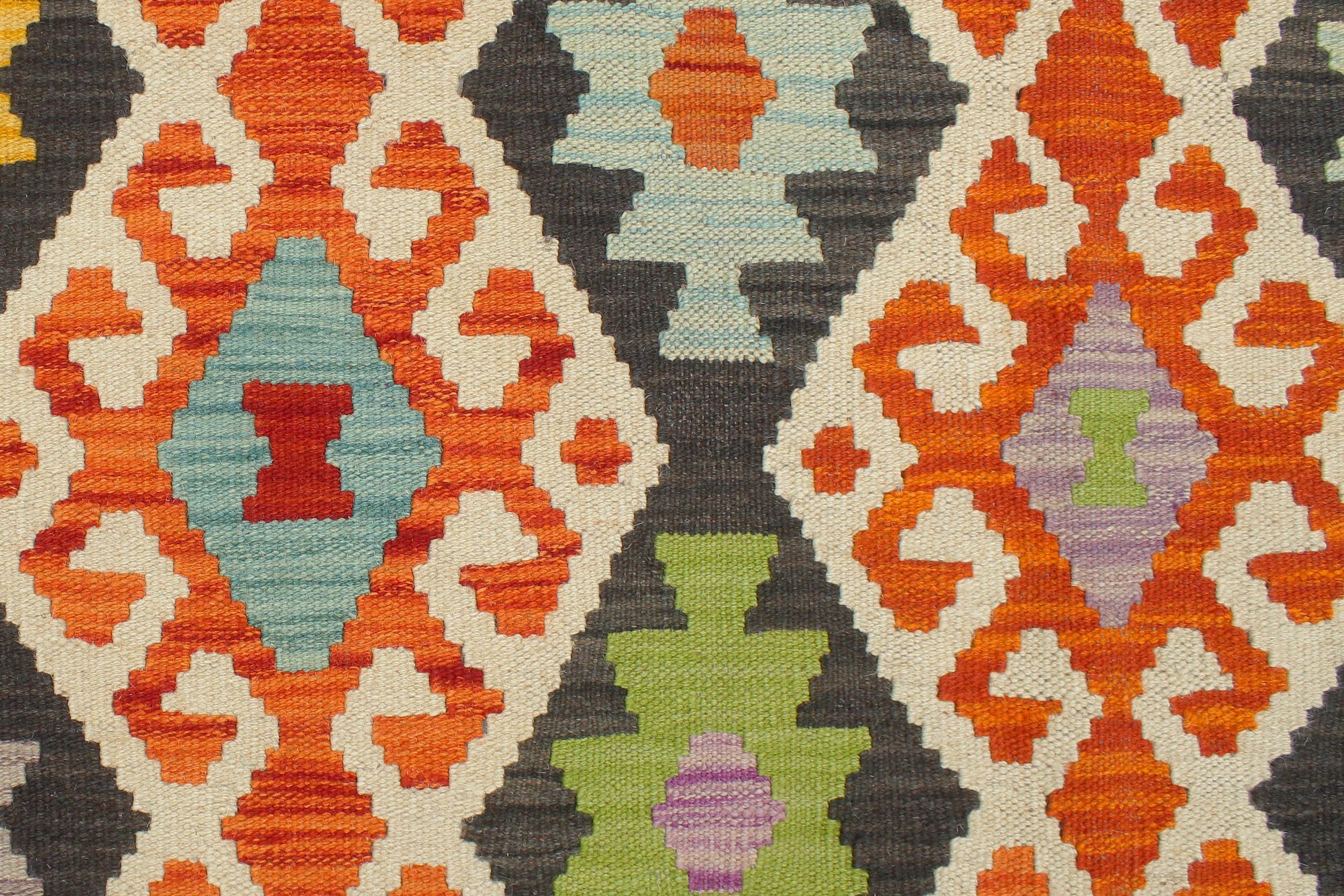 handmade Geometric Kilim Rust Charcoal Hand-Woven RECTANGLE 100% WOOL area rug 5x6