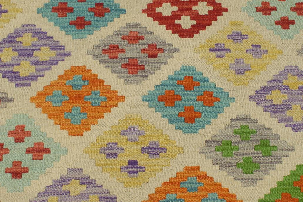Flat Weave Kilim Antique Navaho Vintage handmade Modern Kilim Beige Blue Hand-Woven Rectangle 100% Wool Area Rug 6x8 