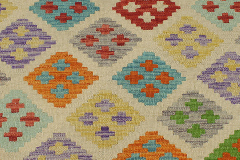 handmade Geometric Kilim Beige Blue Hand-Woven RECTANGLE 100% WOOL area rug 6 x 8