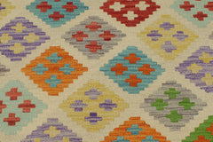handmade Geometric Kilim Beige Blue Hand-Woven RECTANGLE 100% WOOL area rug 6 x 8