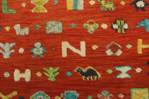 handmade Geometric Moroccan Hi Rust Blue Hand Knotted RECTANGLE 100% WOOL area rug 7' x 10'