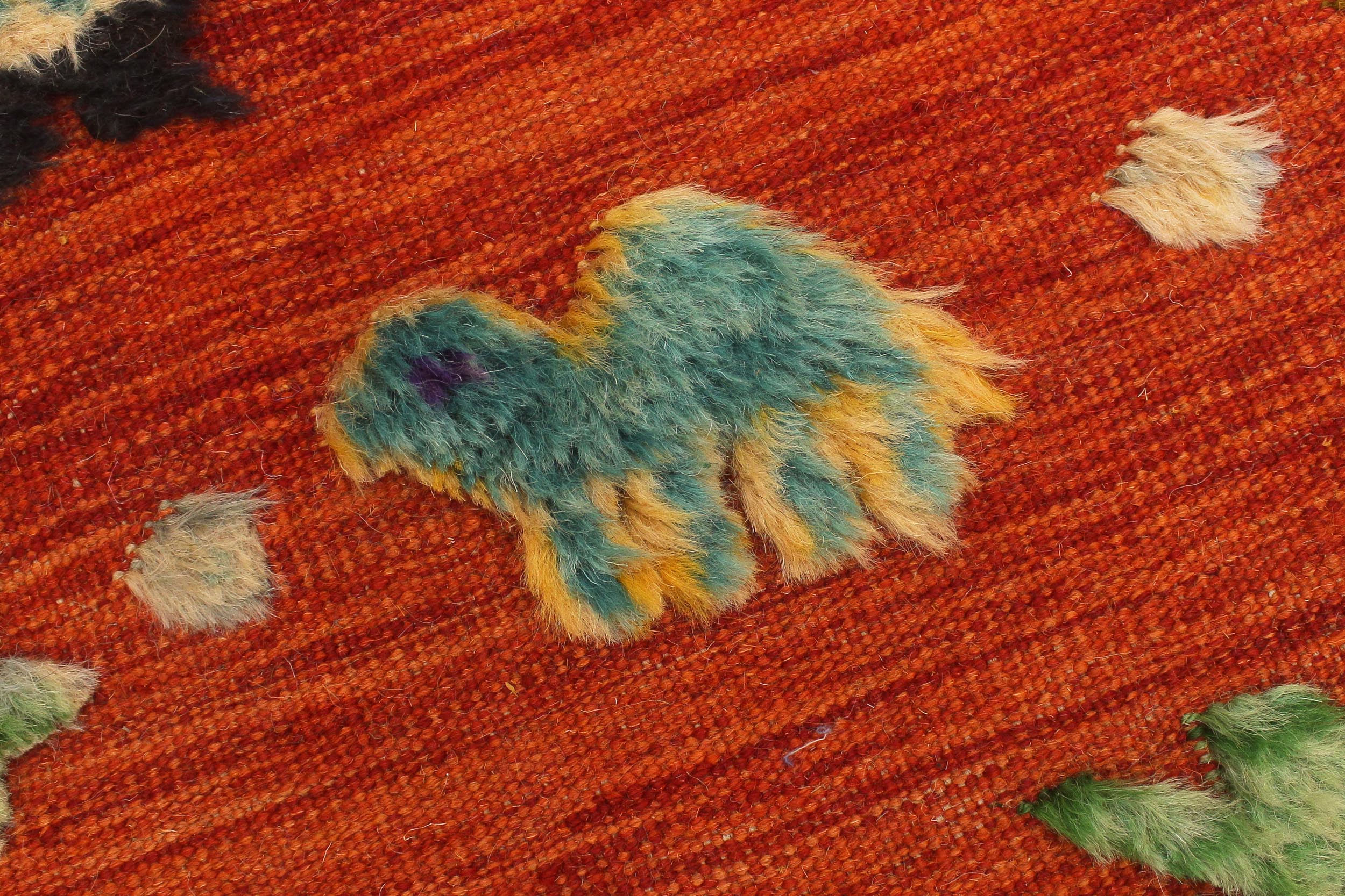 handmade Geometric Moroccan Hi Rust Blue Hand Knotted RECTANGLE 100% WOOL area rug 7' x 10'
