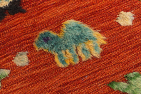 handmade Geometric Moroccan Hi Rust Blue Hand Knotted RECTANGLE 100% WOOL area rug 7' x 10'