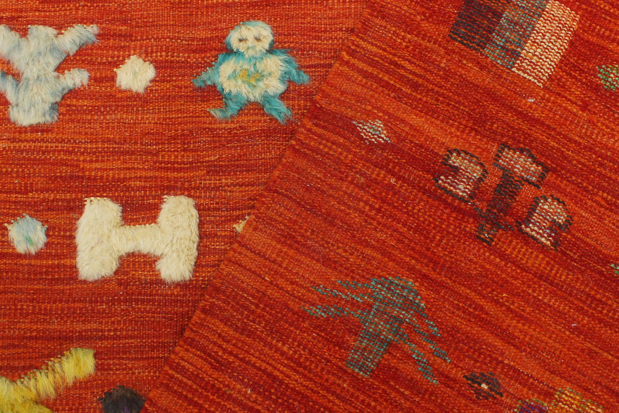 handmade Geometric Moroccan Hi Rust Blue Hand Knotted RECTANGLE 100% WOOL area rug 7' x 10'