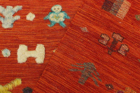 handmade Geometric Moroccan Hi Rust Blue Hand Knotted RECTANGLE 100% WOOL area rug 7' x 10'