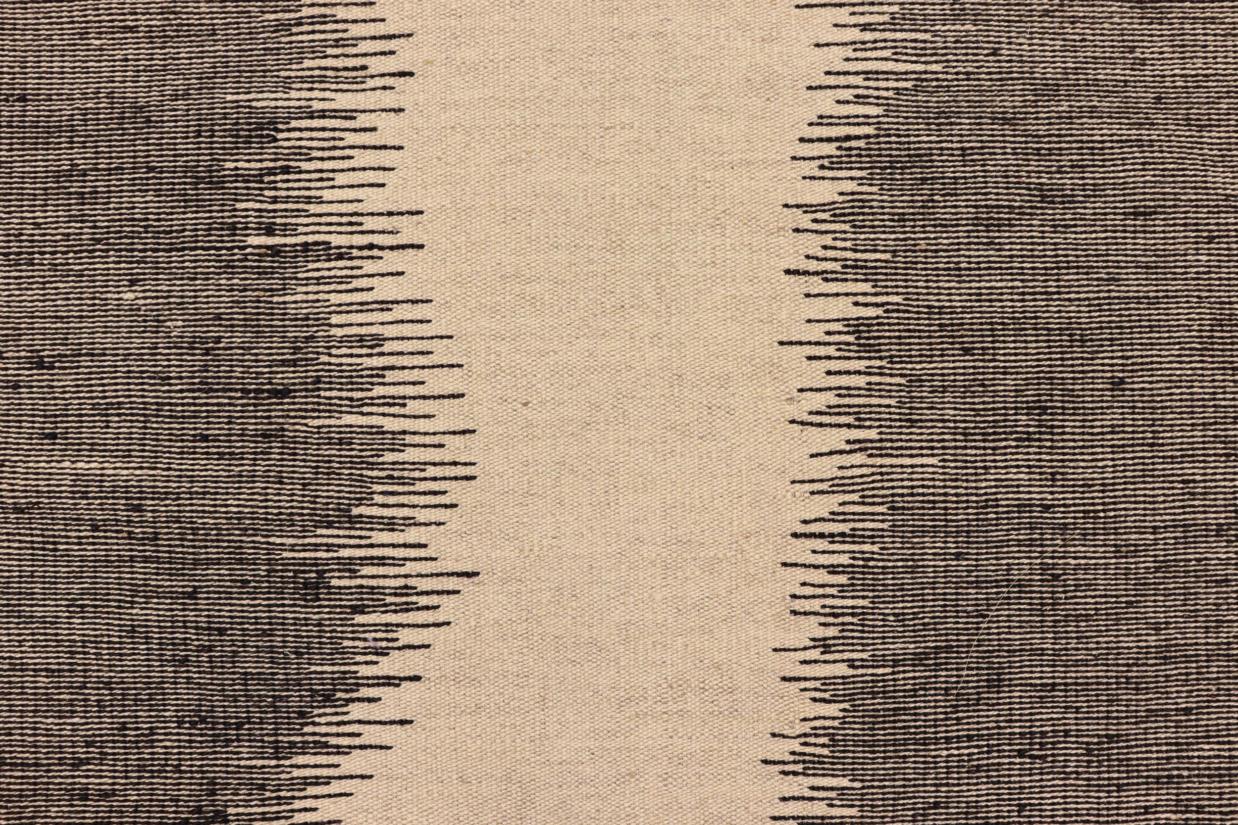 handmade Modern Kilim Beige Black Hand-Woven RECTANGLE 100% WOOL area rug 8' x 10'