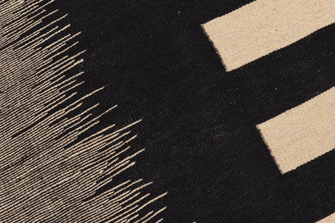 handmade Modern Kilim Beige Black Hand-Woven RECTANGLE 100% WOOL area rug 8' x 10'