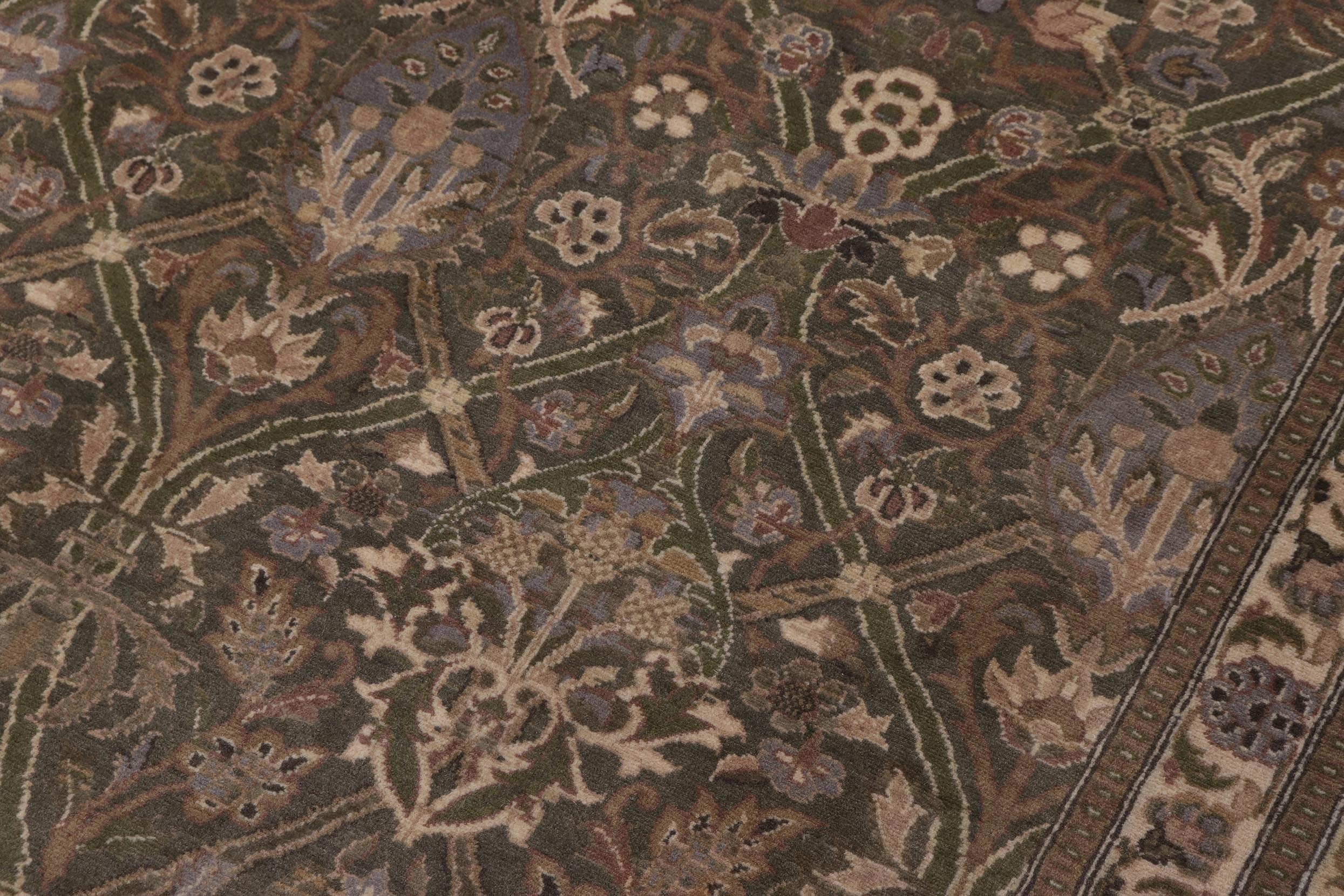 handmade Transitional Mujahid Green Gold Hand Knotted RECTANGLE 100% WOOL area rug 10x14