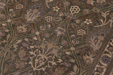 handmade Transitional Mujahid Green Gold Hand Knotted RECTANGLE 100% WOOL area rug 10x14