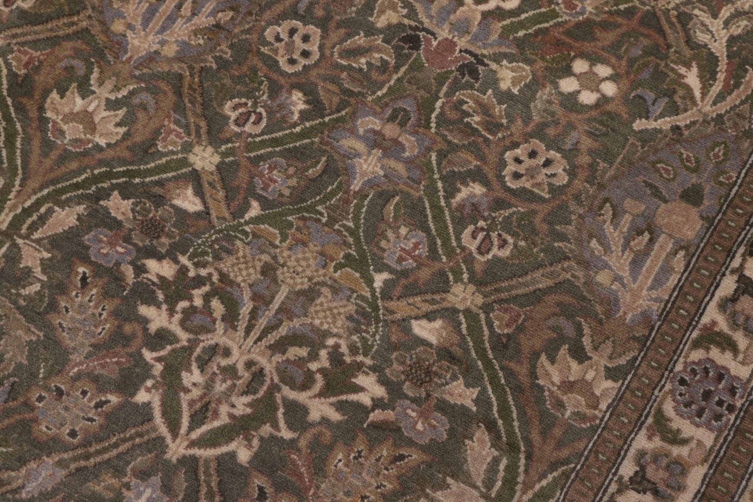 handmade Transitional Mujahid Green Gold Hand Knotted RECTANGLE 100% WOOL area rug 10x14