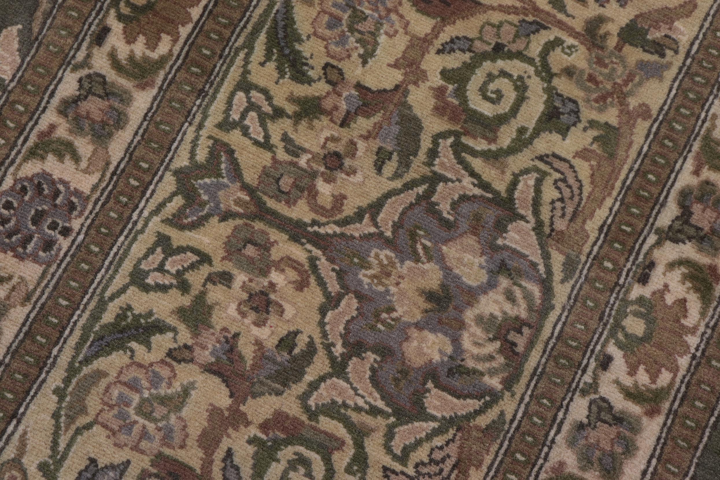 handmade Transitional Mujahid Green Gold Hand Knotted RECTANGLE 100% WOOL area rug 10x14