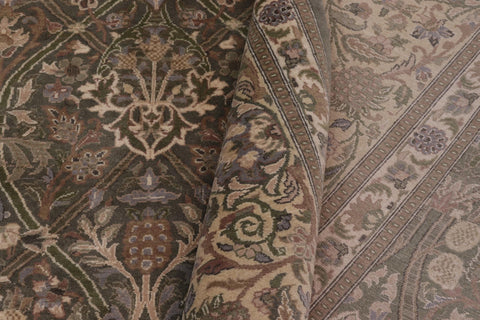 handmade Transitional Mujahid Green Gold Hand Knotted RECTANGLE 100% WOOL area rug 10x14