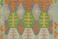 Flat Weave Kilim Antique Navaho Vintage handmade Geometric Kilim Blue Beige Hand-Woven Rectangle 100% Wool Area Rug 4x6 