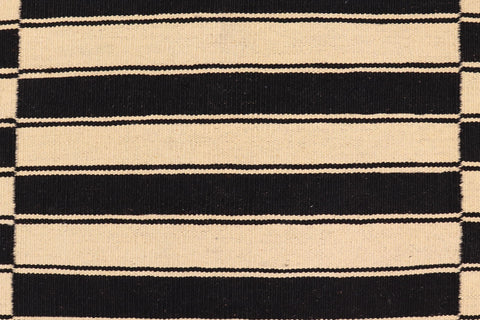 handmade Modern Kilim Beige Black Hand-Woven RECTANGLE 100% WOOL area rug 6' x 8'