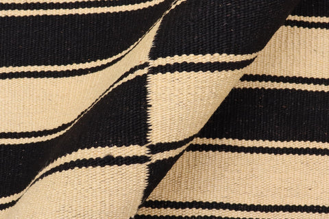 handmade Modern Kilim Beige Black Hand-Woven RECTANGLE 100% WOOL area rug 6' x 8'