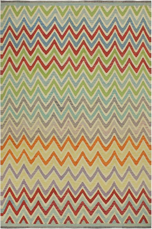 Flat Weave Kilim Antique Navaho Vintage handmade Modern Kilim Red Blue Hand-Woven Rectangle 100% Wool Area Rug 8x10 