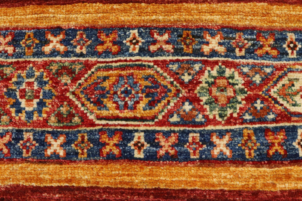 handmade Geometric Kurjean Red Blue Hand Knotted RECTANGLE 100% WOOL area rug 3x4