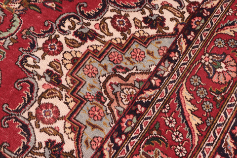 handmade Vintage Tabriz Red Blue Hand Knotted RECTANGLE 100% WOOL area rug 7' x 11'