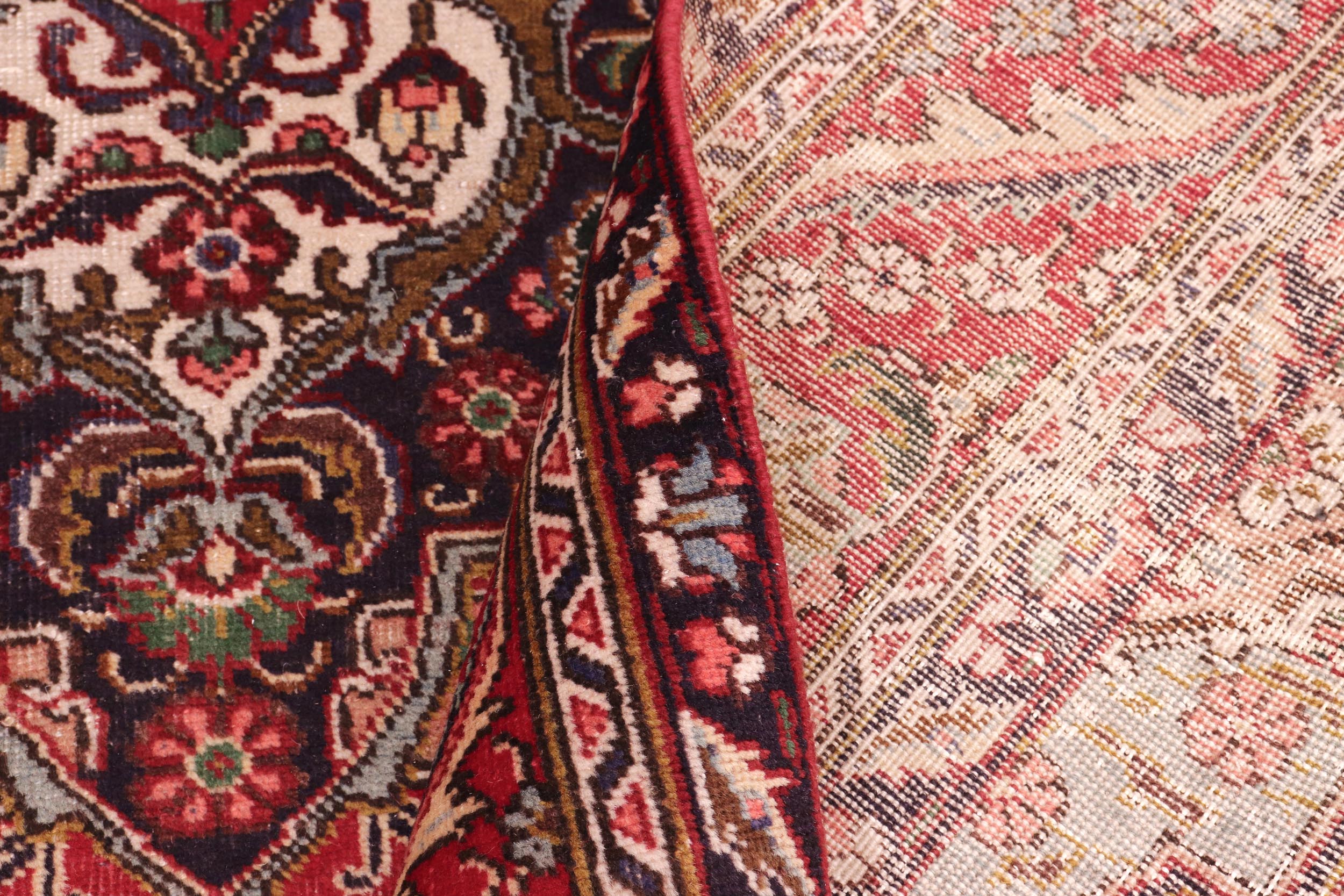 handmade Vintage Tabriz Red Blue Hand Knotted RECTANGLE 100% WOOL area rug 7' x 11'