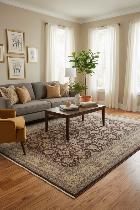 handmade Transitional Design Aubergine Lt. Tan Hand Knotted RECTANGLE 100% WOOL area rug 10' x 14'