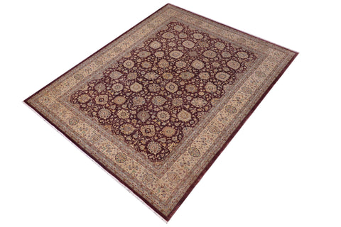 handmade Transitional Design Aubergine Lt. Tan Hand Knotted RECTANGLE 100% WOOL area rug 10' x 14'
