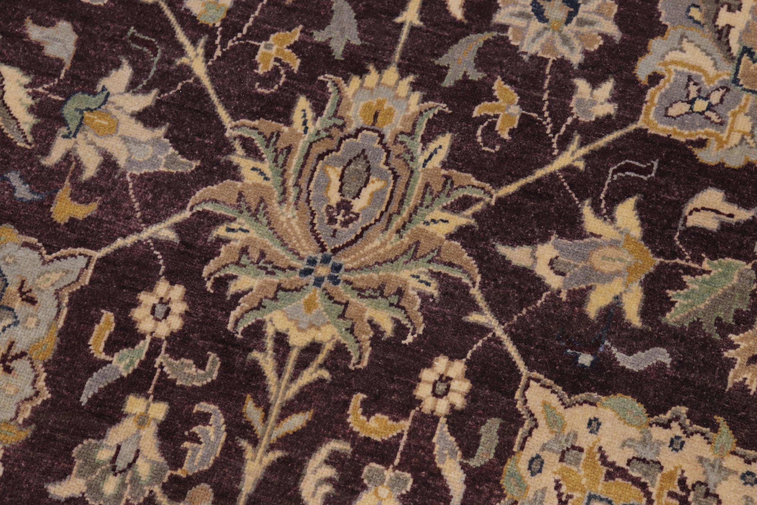 handmade Transitional Design Aubergine Lt. Tan Hand Knotted RECTANGLE 100% WOOL area rug 10' x 14'