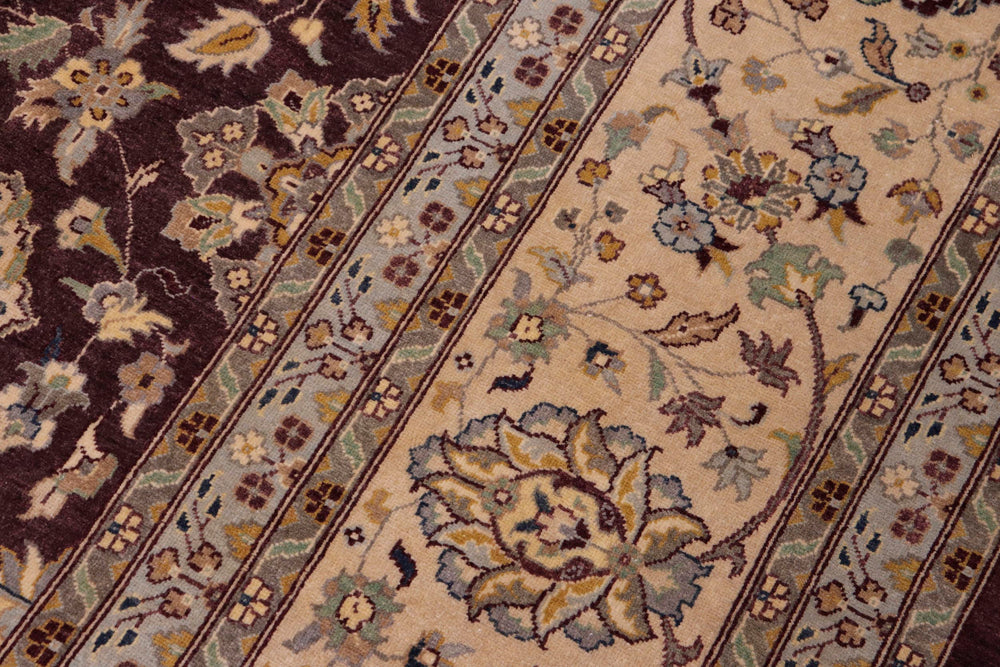handmade Transitional Design Aubergine Lt. Tan Hand Knotted RECTANGLE 100% WOOL area rug 10' x 14'
