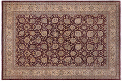 handmade Transitional Design Aubergine Lt. Tan Hand Knotted RECTANGLE 100% WOOL area rug 10' x 14'