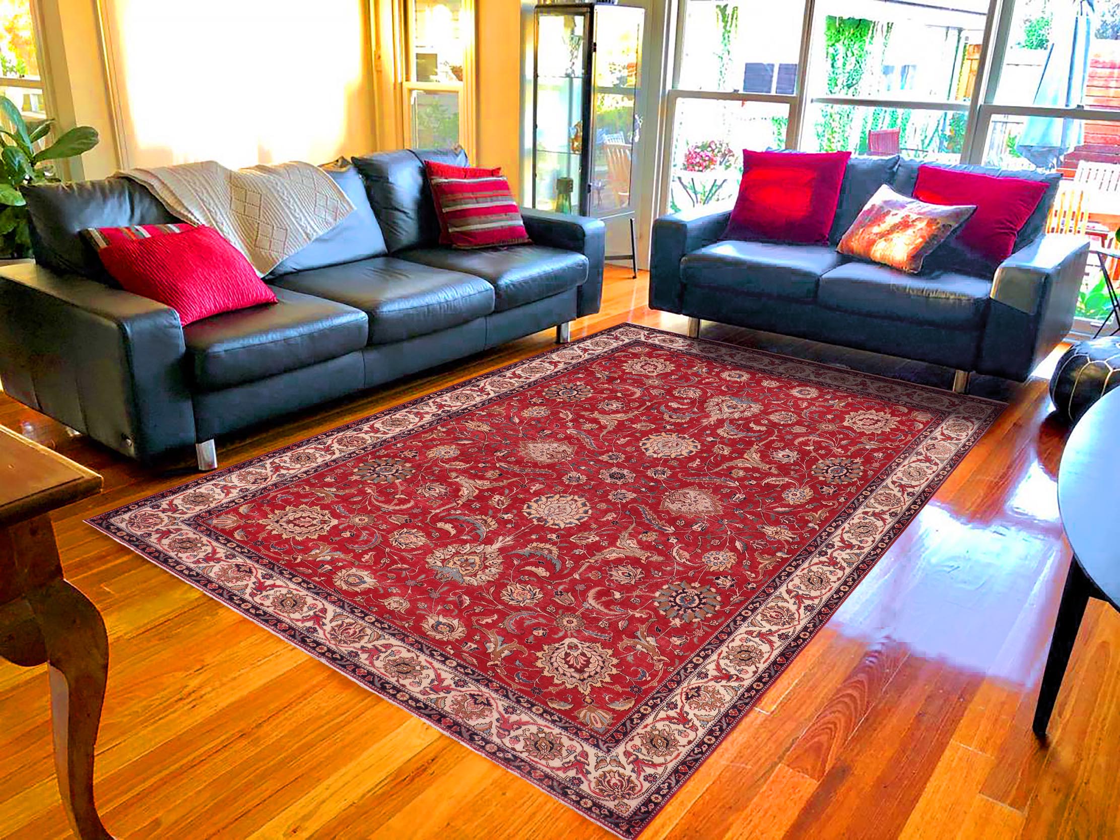 handmade Vintage Tabriz Red Beige Hand Knotted RECTANGLE 100% WOOL area rug 10' x 13'