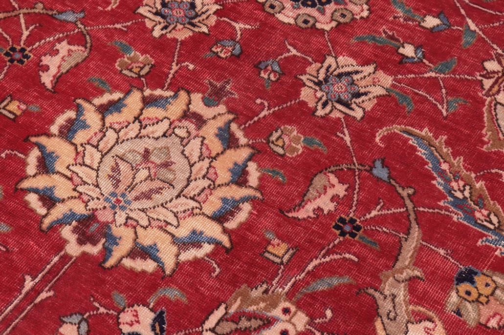 Traditional handmade Persian vintage distressed Red Beige Hand Knotted RECTANGLE 100% WOOL area rug 10 x 13