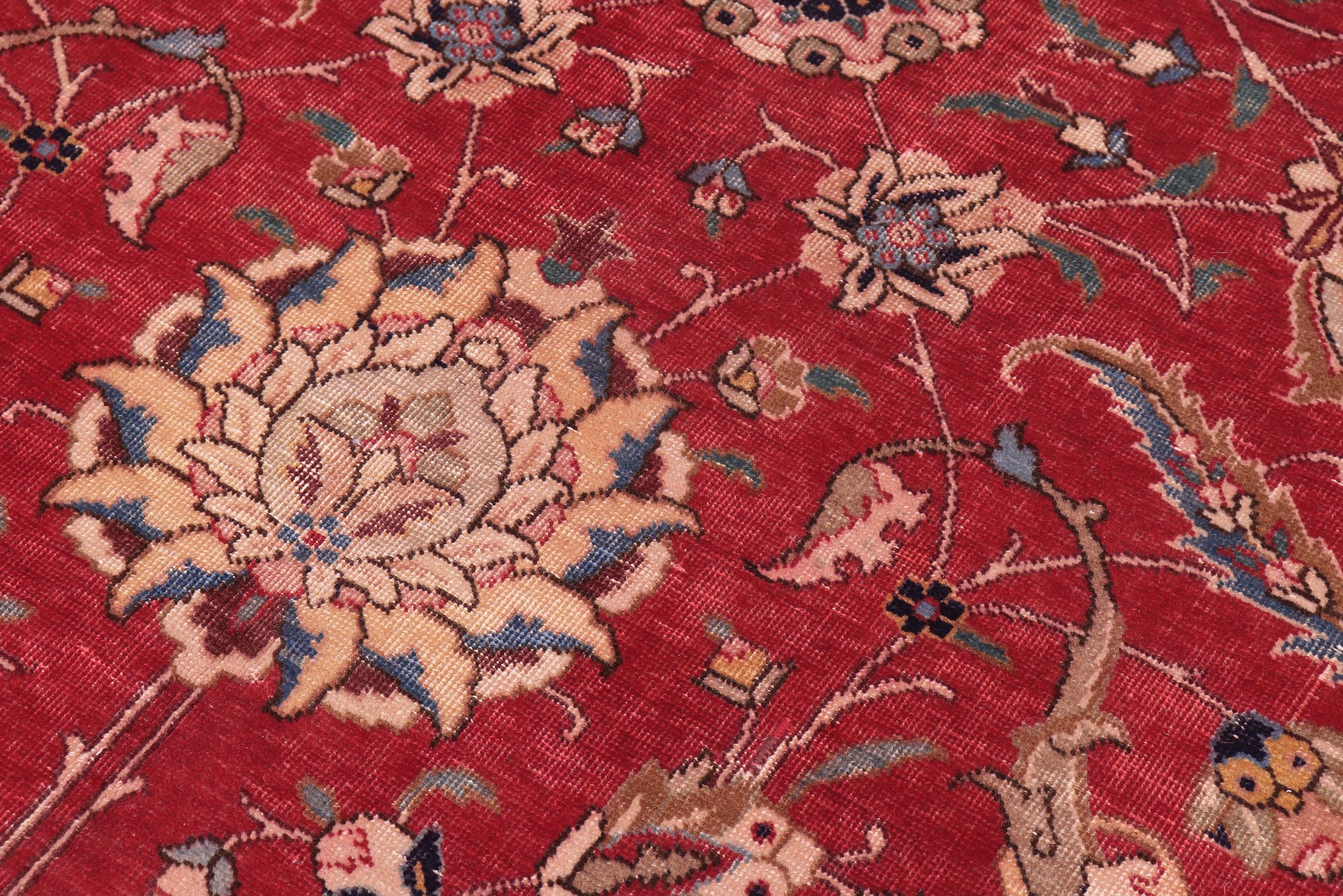 handmade Vintage Tabriz Red Beige Hand Knotted RECTANGLE 100% WOOL area rug 10' x 13'