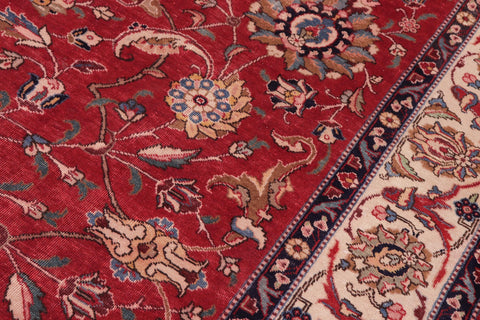 handmade Vintage Tabriz Red Beige Hand Knotted RECTANGLE 100% WOOL area rug 10' x 13'
