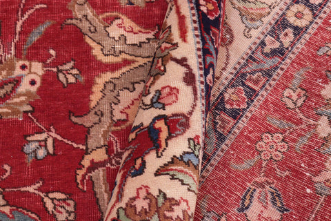 handmade Vintage Tabriz Red Beige Hand Knotted RECTANGLE 100% WOOL area rug 10' x 13'