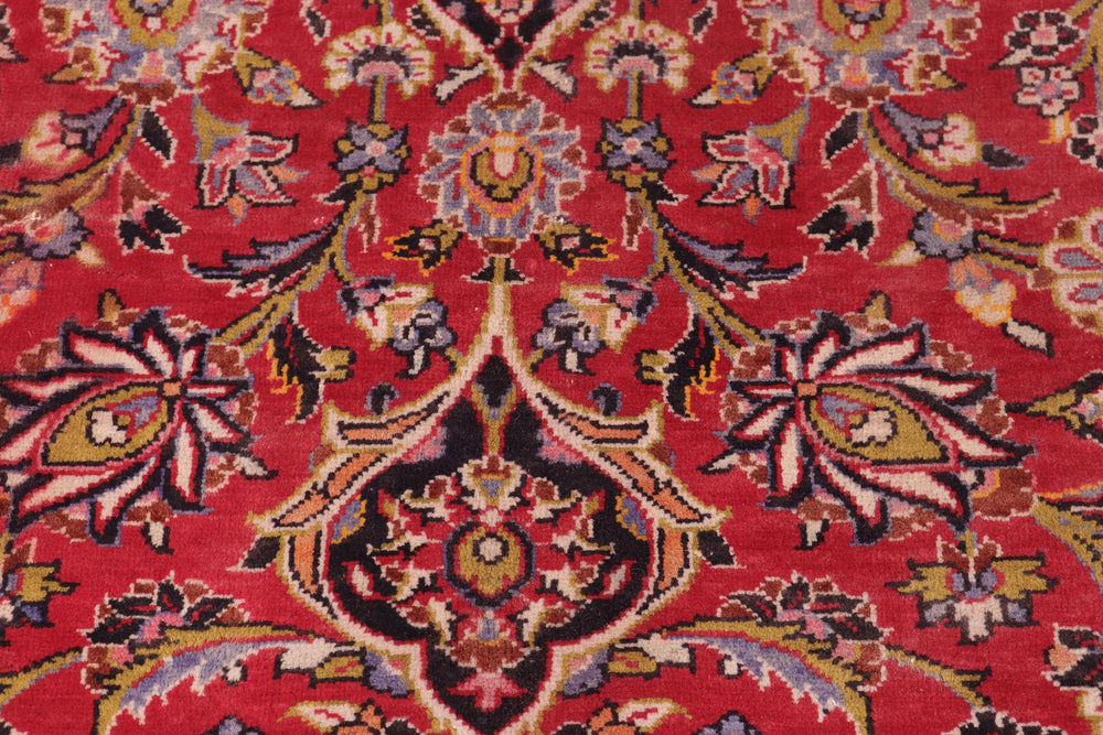 handmade Traditional Kashan Red Black Hand Knotted RECTANGLE 100% WOOL area rug 9 x 13