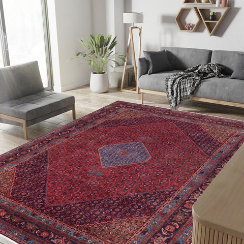 handmade Vintage Tabriz Red Blue Hand Knotted RECTANGLE 100% WOOL area rug 10' x 13'