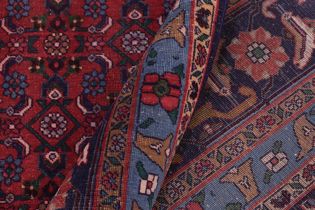Traditional handmade Persian vintage distressed Red Blue Hand Knotted RECTANGLE 100% WOOL area rug 10 x 13