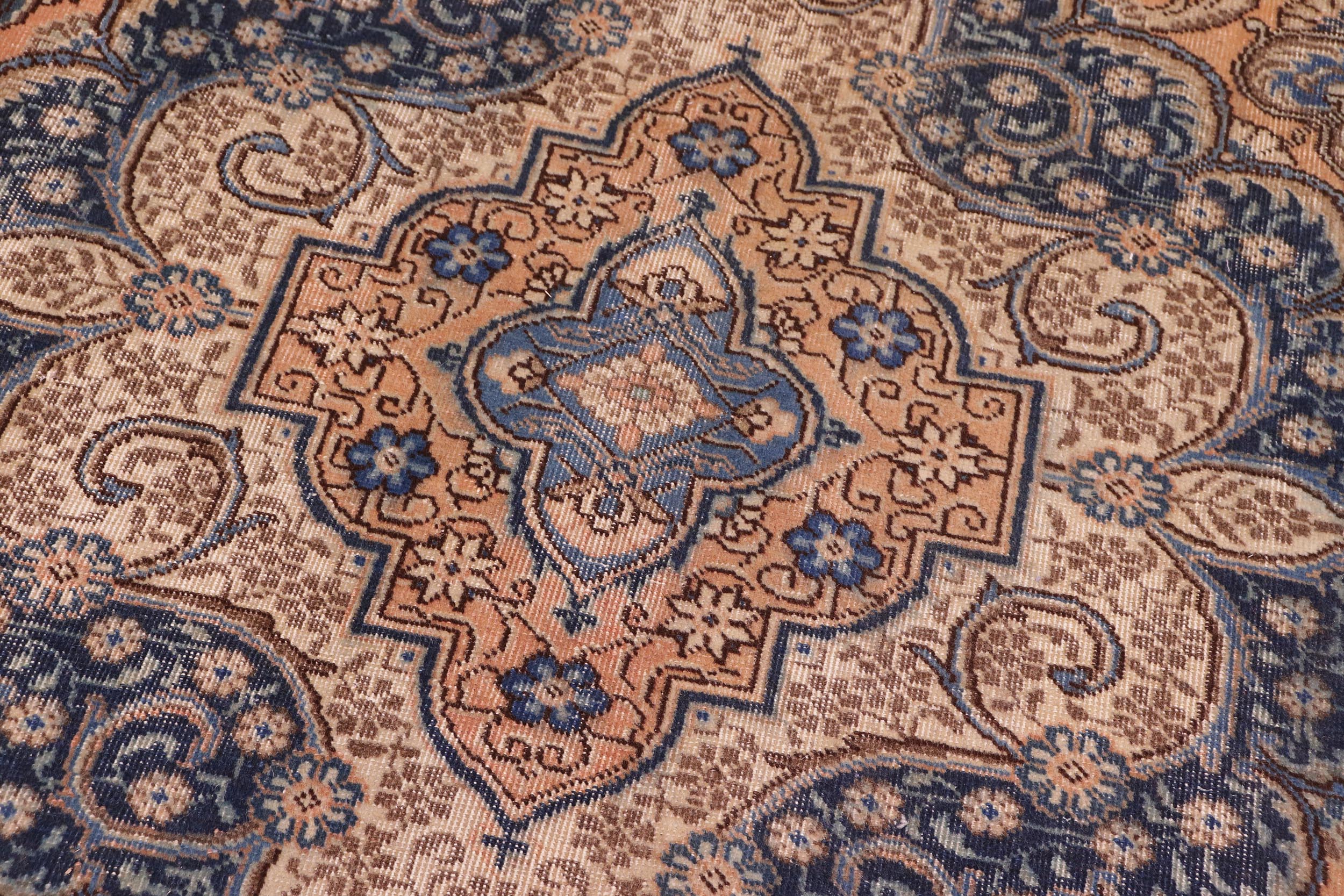 handmade Vintage Tabriz Tan Blue Hand Knotted RECTANGLE 100% WOOL area rug 10' x 13'