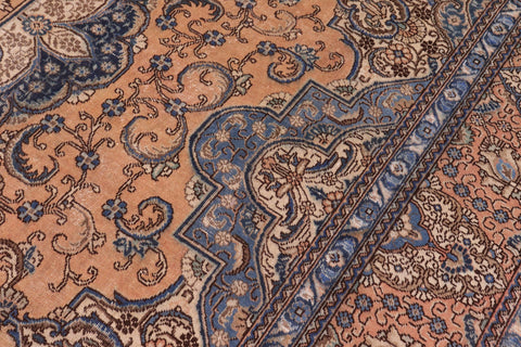 handmade Vintage Tabriz Tan Blue Hand Knotted RECTANGLE 100% WOOL area rug 10' x 13'