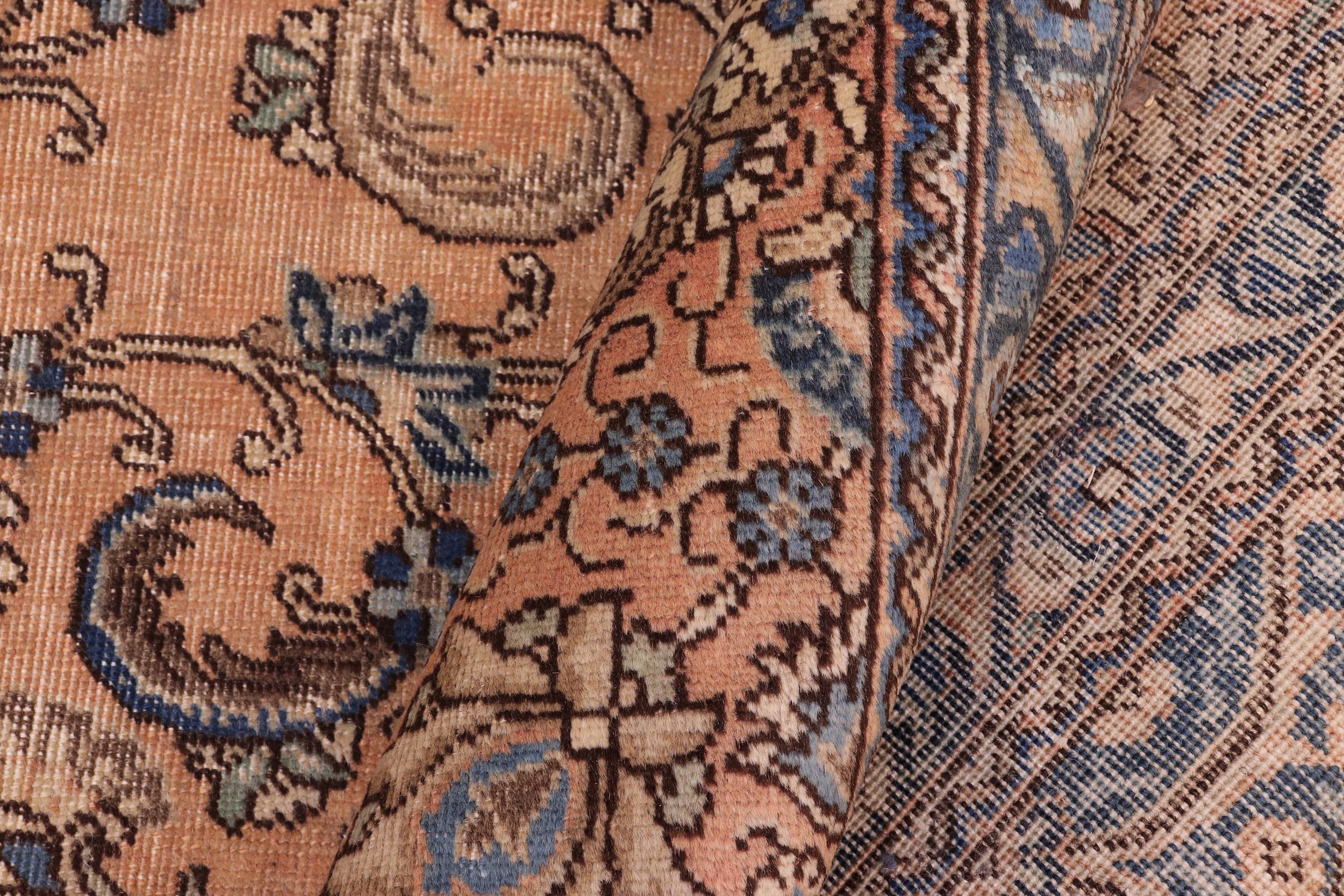 handmade Vintage Tabriz Tan Blue Hand Knotted RECTANGLE 100% WOOL area rug 10' x 13'