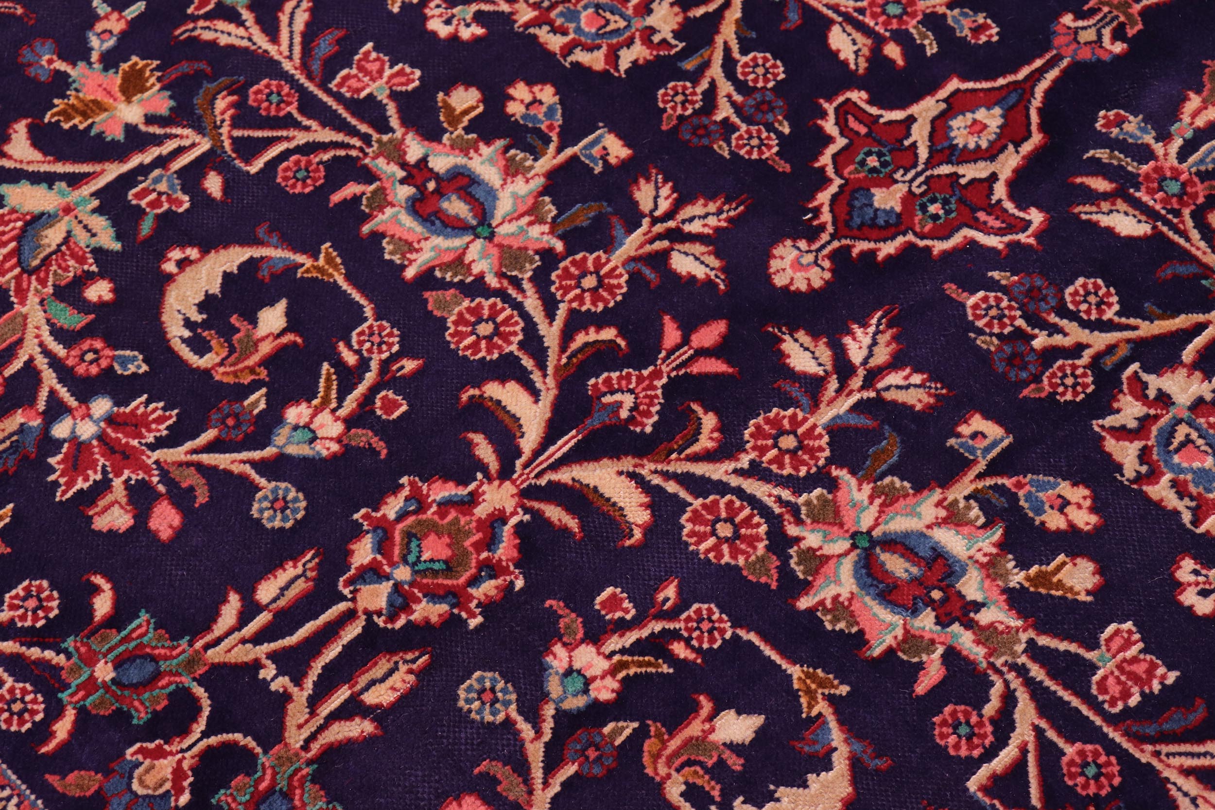 handmade Vintage Kashan Blue Red Hand Knotted RECTANGLE 100% WOOL area rug 10' x 13'
