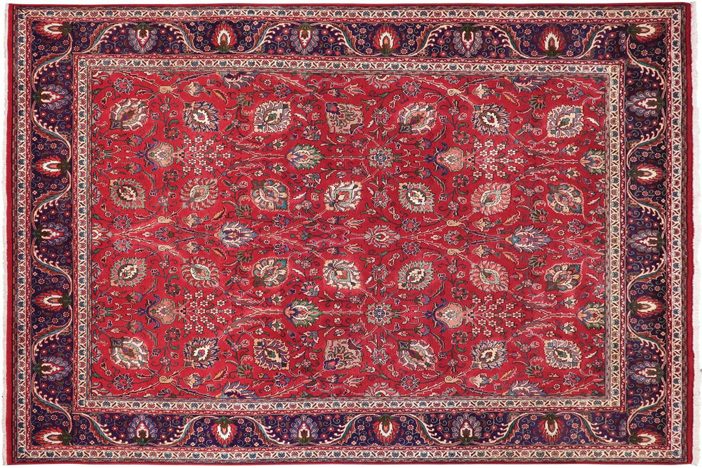 handmade Transitional Tabriz Red Purple Hand Knotted RECTANGLE 100% WOOL area rug 10' x 13'
