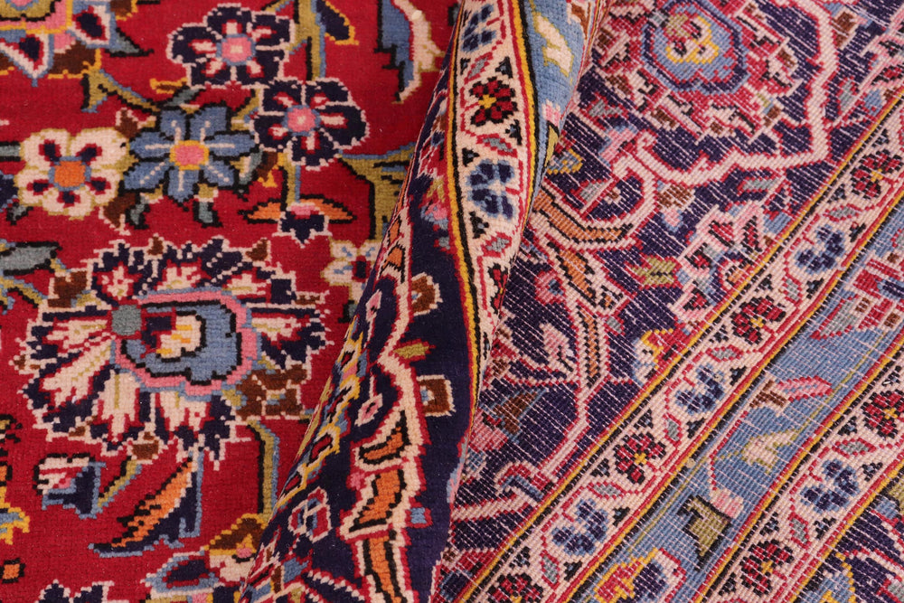 handmade Traditional Kashan Red Purple Hand Knotted RECTANGLE 100% WOOL area rug 10 x 13