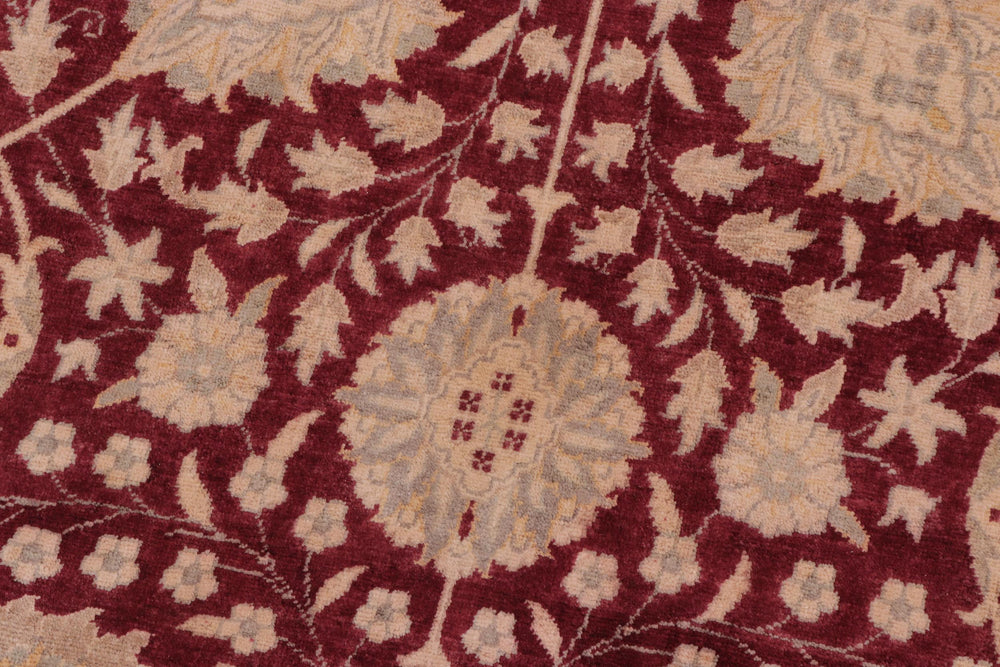 handmade Transitional Design Drk. Red Drk. Red Hand Knotted RECTANGLE 100% WOOL area rug 10' x 14'