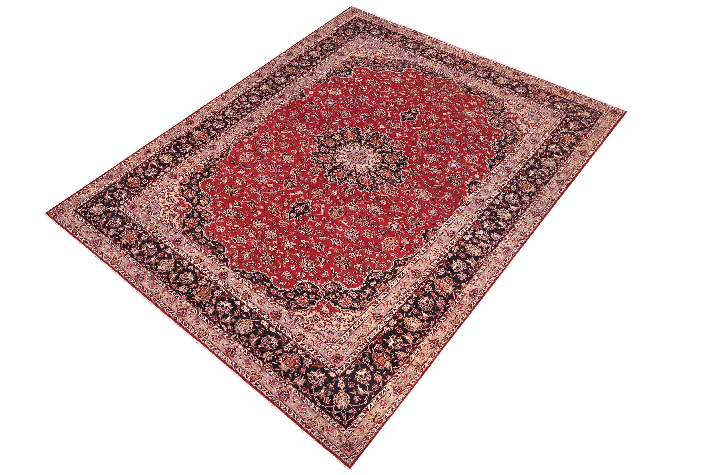 handmade Vintage Kashan Red Purple Hand Knotted RECTANGLE 100% WOOL area rug 10' x 14'