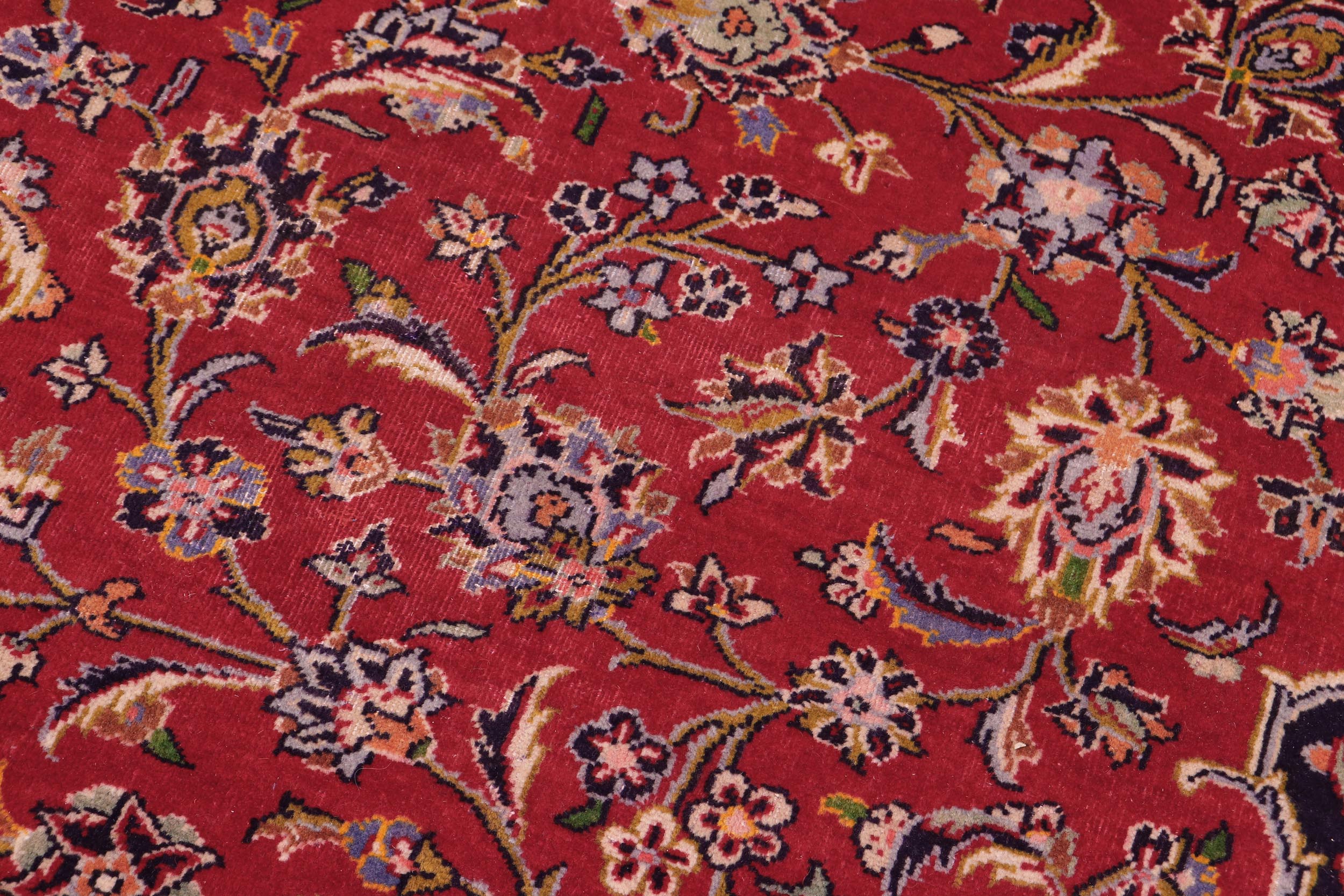 handmade Vintage Kashan Red Purple Hand Knotted RECTANGLE 100% WOOL area rug 10' x 14'