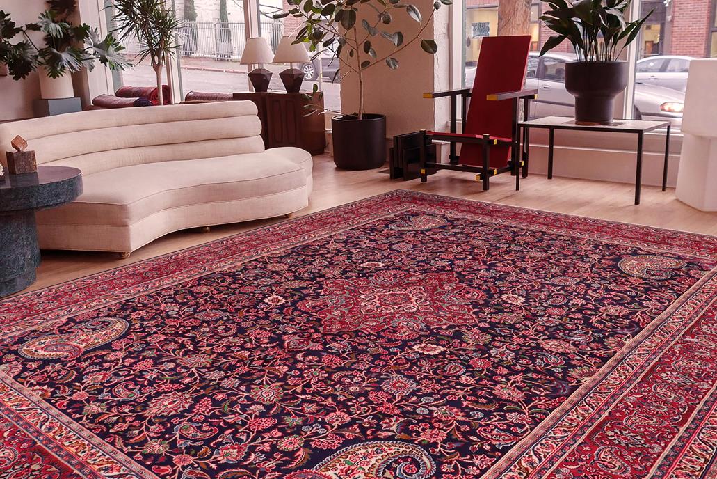 handmade Traditional Tabriz Blue Red Hand Knotted RECTANGLE 100% Wool Pile area rug 10x13