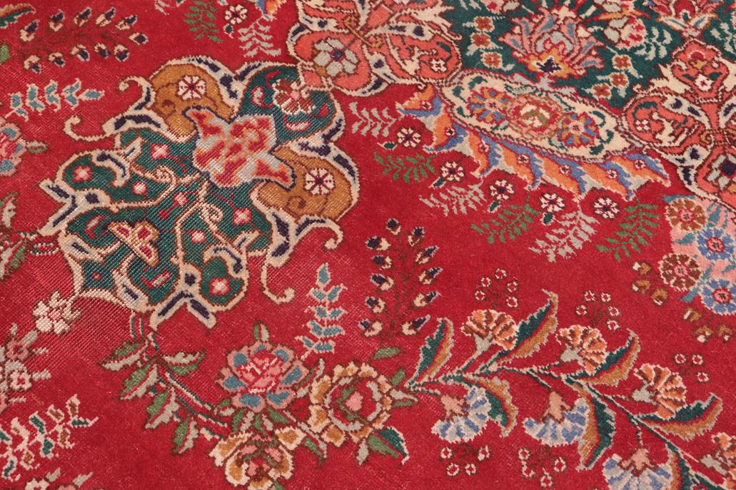 Traditional handmade Persian vintage distressed Red Green Hand Knotted RECTANGLE 100% WOOL area rug 10 x 13