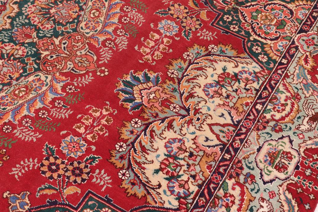 Traditional handmade Persian vintage distressed Red Green Hand Knotted RECTANGLE 100% WOOL area rug 10 x 13